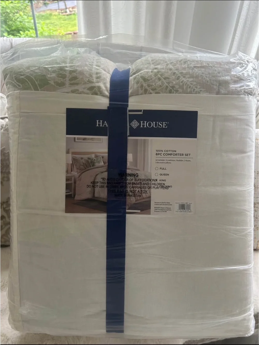 Harbor House King Comforter Set, Tropical Palm Print, Soft Cotton Oversized